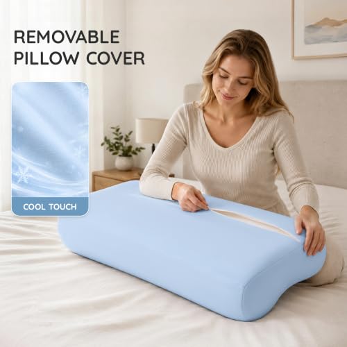 Queen Contour Memory Foam Pillow for Neck Pain Relief (Blue / Extra Queen Size)