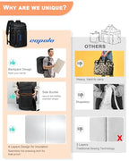 Cooler Backpack Insulated Leak Proof for Women Men Soft Cooler Bag (45 Cans / Deep Black Leather)