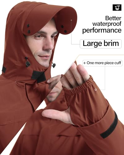 Rain Suit Waterproof Breathable Lightweight 2 (Small / Wine Red)