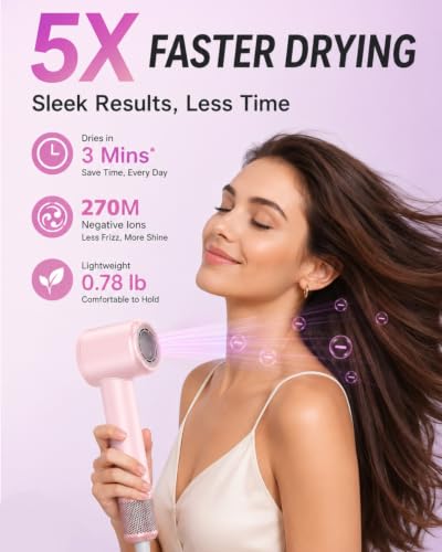 Hair Dryer with Diffuser for Curly Hair (Pink)