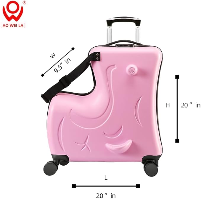 N-A Kids Ride On Suitcase with Wheels, Scooter Luggage - Image 3