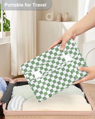 Travel Hanging Toiletry Bag for Women (02 Checkboard Green / Large)