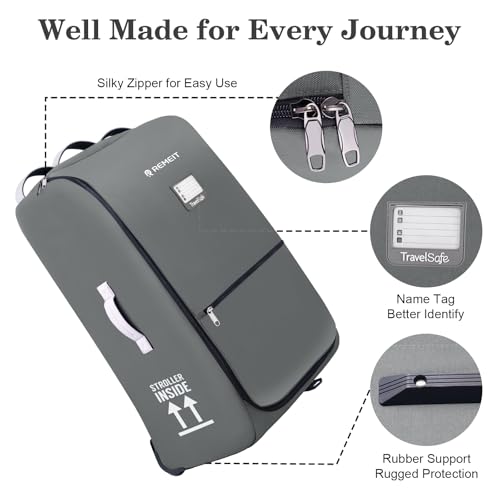 Stroller Bag Stroller Travel Bag for Airplane Compatible with UPPAbaby Vista V1 V2 V3 (Gray)