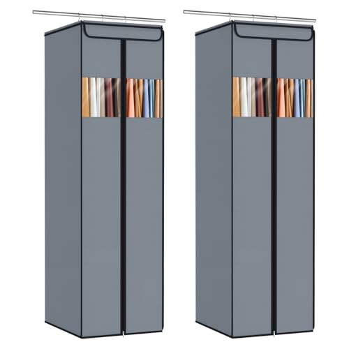 Extra Long Garment Bags for Gowns 65" Gown Bags for Long Dress with Clear Window Space Saving Formal Dress Bag for Long Dresses (Grey / 65"-2 Pack)