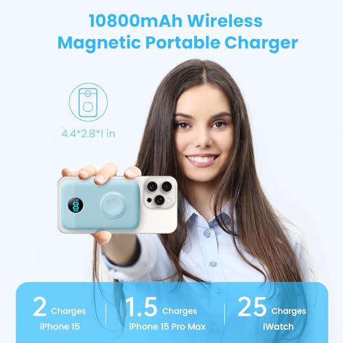 Magnetic Portable Charger with Apple (Sky Blue)