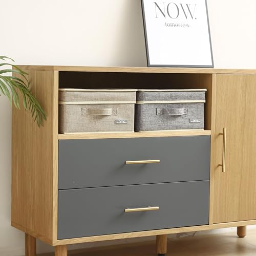 Foldable Fabric Closet Organizer Bins Box Storage (Linen / 12.4 in/12 in/6.7 in)