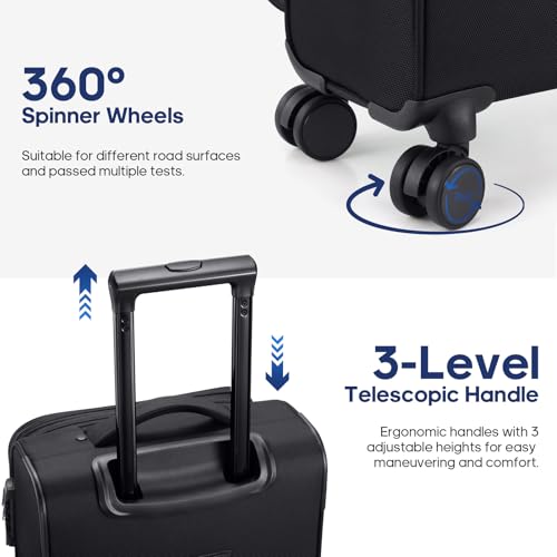 Softside Expandable Carry On Luggage 22x14x9 Airline Approved (Black / Carry on （20in）)