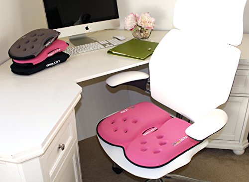 GSeat Ultra Large Gel and Foam Coccyx Seat Cushion for Back Pain Relief (Pink)