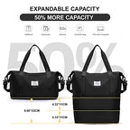 Large Travel Duffle Bag Carry On Weekender Bags for Women Men 18x14x8 Gym (A34-Black-2-layer Expansion / X-plus)