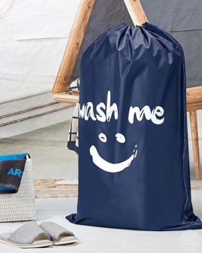 2 Pack XL Laundry Bag 28" x 40" ((Ⅰ-Wash me) Blue & Sky Blue)