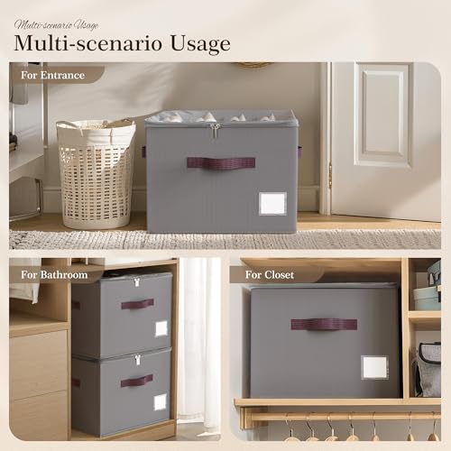 Shoe Organizer for Closet (Gray / 3 Pack)
