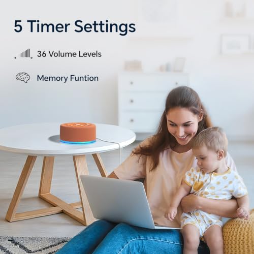 Sleep Sound Machine White Noise Machine with 30 Non Looping Sounds 12 Night light Colors with 5 Timers 36 Adjustable Volume Memory Function Brown Noise Machine for Baby kid Adult & Home Nursery Travel (Wood)