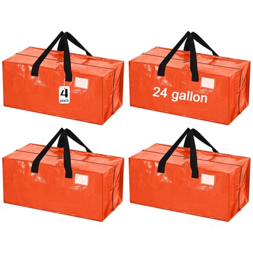 4 Pcs 24 Gallon Extra Large Moving Bags Heavy Duty Storage Bag (24 Gallon / Orange)