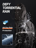 Mens Long Hooded Safety Rain Jacket Waterproof Emergency Raincoat Poncho (X-Large / Black)