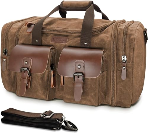 Waxed Canvas Duffle Bag (Vintage Dark Brown / X Large-60L Duffle Bag)