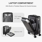 Carry on Luggage 22x14x9 Airline Approved (Black / 20 Inch)