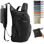 10L Small Hiking Backpack Travel Daypack Lightweight Packable Back Pack for Women Men (Black)