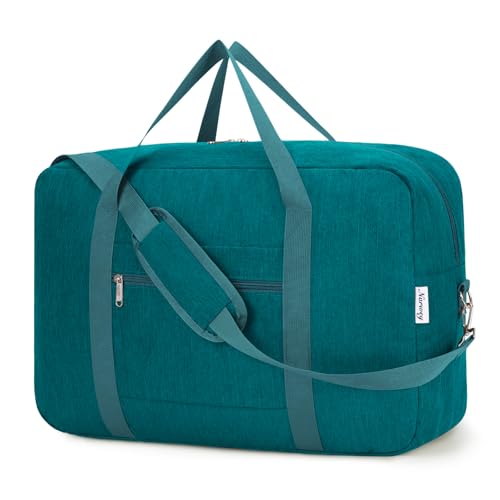 Carry on luaggage 22x14x9 Airlines Approved Foldable Carry on Bag Travel Duffel Packable Duffle Overnight for Women and Men 40L (Teal / 40L)