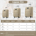 Softside Luggage Set Lightweight 3 Piece Suitcase with Duffel Bag (Softside Luggage(22/26/30) / Khaki + bags)