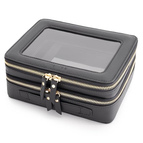 Clear Makeup Bags (Black / Dual Layer)