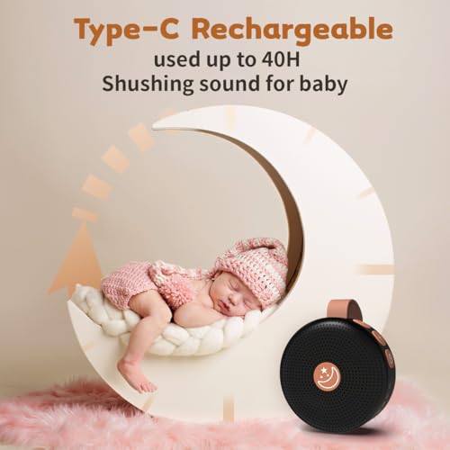 Portable Sound Machine Mini White Noise Machine Baby Shushing Brown Noise Machine with 30 Soothing Sounds for Kids Adults Dogs Auto (Black / Sound Machine)