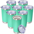 20oz Tumbler Insulated Coffee Tumblers with Lid StainlessSteel LightBlue 8P (Light Blue)