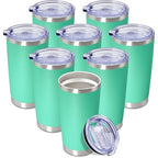 20oz Tumbler Insulated Coffee Tumblers with Lid StainlessSteel LightBlue 8P (Light Blue)