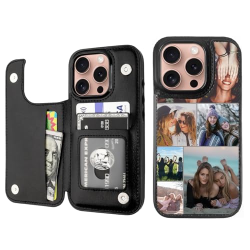 Custom Wallet Phone Case for iPhone 16 Pro (Black-C / iPhone 16 Pro)