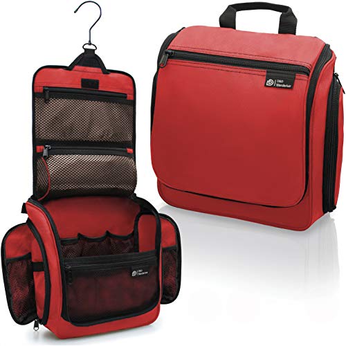 D&D Wanderlust Hanging Travel Toiletry Bag for Women & Men (Red)