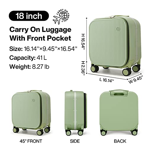 Carry On Luggage (Striped Avocado Green / 18-inch)