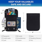 Neck Wallet Travel Pouch and RFID Blocking Passport Holder for Women and Men (Black V2)