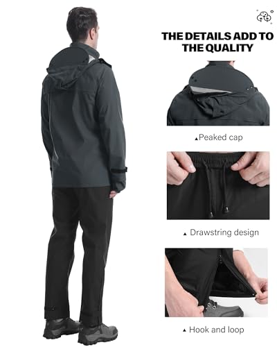 Rain Suit Waterproof Breathable Lightweight 2 (Small / Dark Grey)