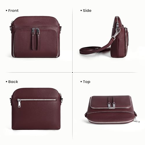 Genuine Leather Crossbody Bags for Women Travel Wallet Purse Burgundy (Burgundy Red)