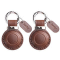 Genuine Leather Keychain Holder Compatible with AirTag ([2 Pack] Dark Brown)