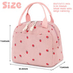 Lunch Bag for Women Men Cute Corduroy Lunch Tote Bags Reusable Insulated Lunch Box Large Capacity Reusable Insulated Cooler for Work Picnic or Travel (Corduroy strawberry pink / 10L)