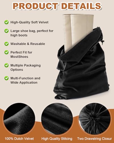 4 Pcs Shoe Bags for Travel (Black Beauty / 21.2"x13.3")