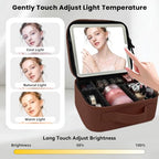Makeup Bag with Mirror (Dark Brown / Makeup bag with LED lights)