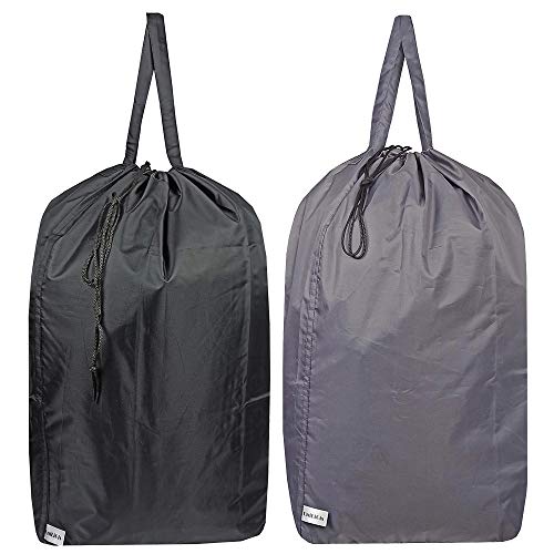 Washable Travel Laundry Bag with Handles and Drawstring (Grey and Black (1 Pack) / Large)