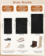 2 Pcs Single Shoe Bags for Travel (Black Beauty / 17.3"x8.6")
