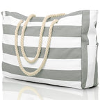 Beach Bags for Women Large Waterproof Beach Tote Bag Zipper Beach Bags Waterproof Sandproof Swim Pool Bag Large Tote (Light Grey)