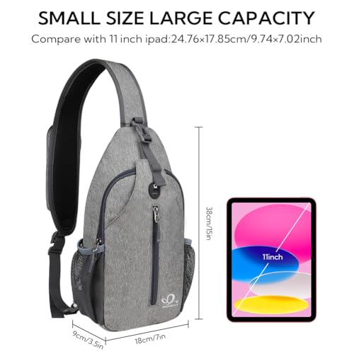 Crossbody Sling Backpack Sling Bag Travel Hiking Chest Bag Daypack (Gray / Small)