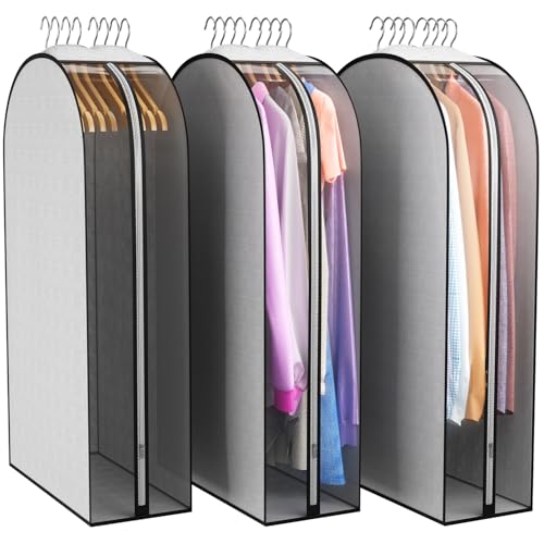 10" Gusseted Garment Bags for Hanging Clothes (Grey / 40 inch)