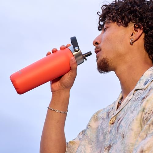 Recycled Stainless Steel Explorer with Flip Straw Lid (Radiant Coral / 24 Ounces)