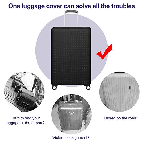 Travel Suitcase Protector elastic sleeve Cover 19" (Black / S(Fits to 19"-20" Trolley Case))