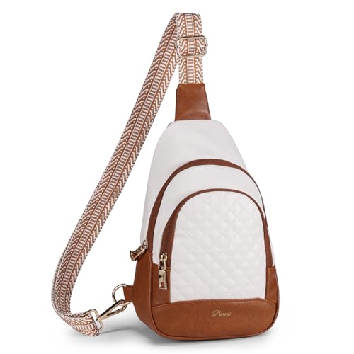 Crossbody Bags for Women Anti Theft Small Sling Handbag with Zipper Lock Vegan Leather RFID Blocking Chest Pure (Beige Brown)