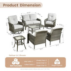 Patio Furniture Set (7 PCS Loveseat Rocking Chair Set / Light Grey)