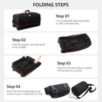 32 Inch Wheeled Foldable Duffle Bag (Black-red / Upgraded Oxford)