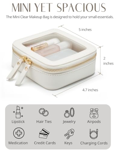 Small Clear Makeup Bag for Purse (White / Mini Chic)