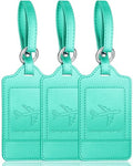 Leather Luggage Tags for Suitcases (Cyan)