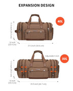 Canvas Duffle Bag for Men Expandable Convertible Travel Gym Duffel (Brown)